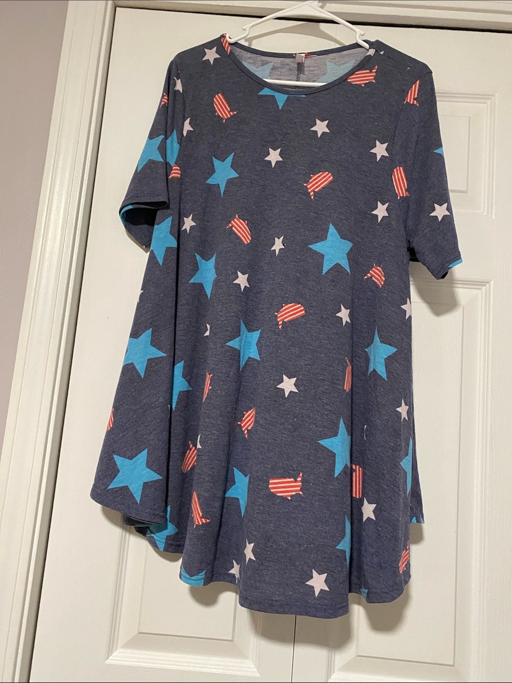 Star Print Navy Swing Tunic Top - Blue Stars